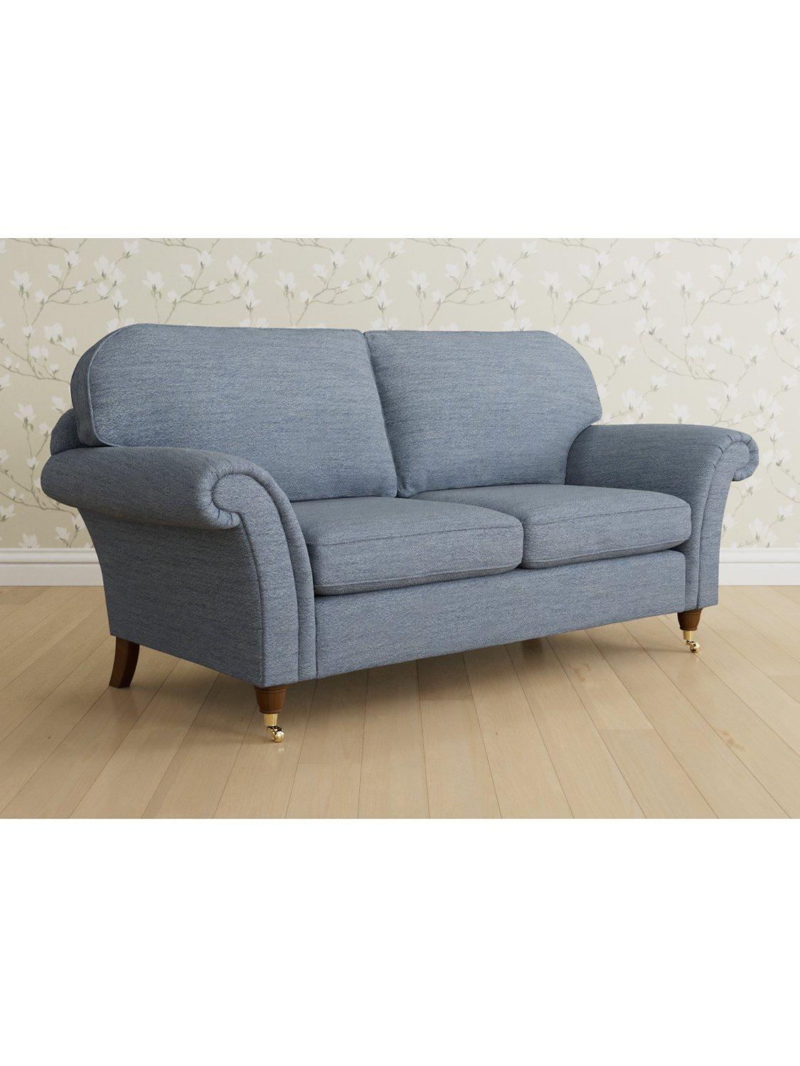 Mortimer Range, Laura Ashley Mortimer Large 3 Seater Sofa, Teak Leg, Harley Dark Seaspray