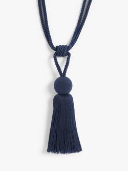 John Lewis Tassel Rope Orb Tieback, Pack of 2, Navy