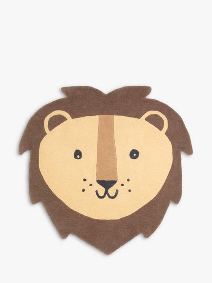 Great Little Trading Co Lion Face Wool Rug, 105 x 103cm, Multi