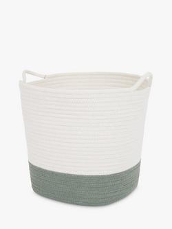 Great Little Trading Co Rope Storage Basket, Ivory/Forest Green