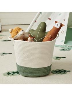 Great Little Trading Co Rope Storage Basket - view 2, Ivory/Forest Green