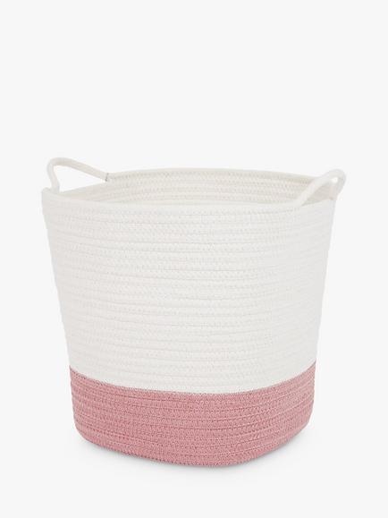 Great Little Trading Co Rope Storage Basket, Ivory/Rose Pink