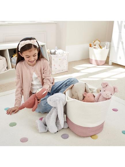 Great Little Trading Co Rope Storage Basket - view 2, Ivory/Rose Pink