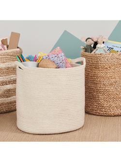 Great Little Trading Co Woven Storage Basket, Ivory - view 2, White