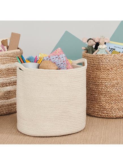 Great Little Trading Co Woven Storage Basket, Ivory - view 2, White