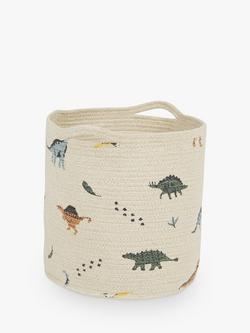Great Little Trading Co Dino Print Woven Storage Basket, Natural/Multi, Natural/Multi