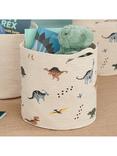 Great Little Trading Co Dino Print Woven Storage Basket, Natural/Multi