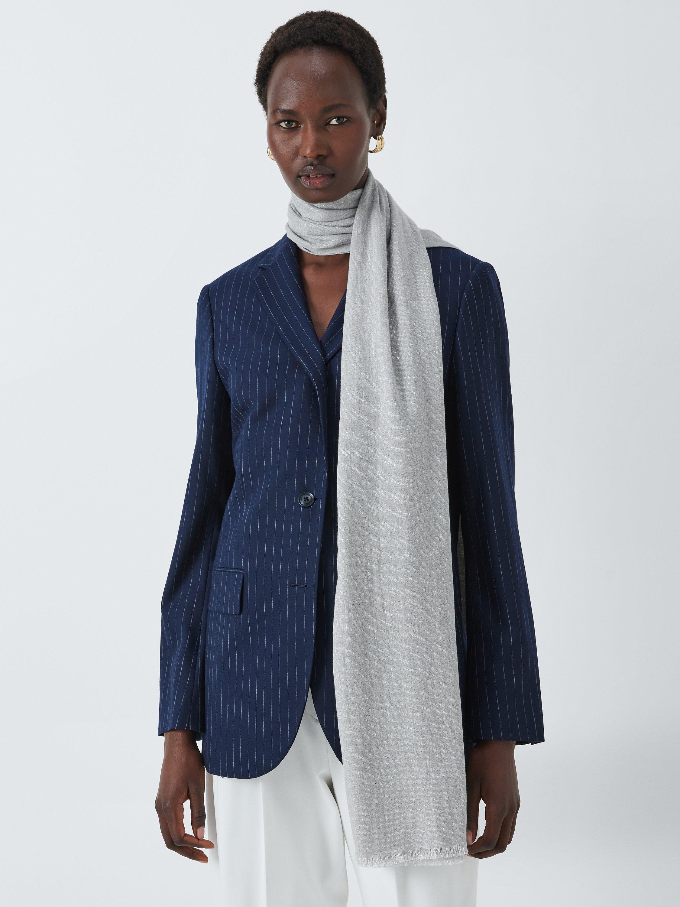 John Lewis Stripe Lurex Scarf, Silver