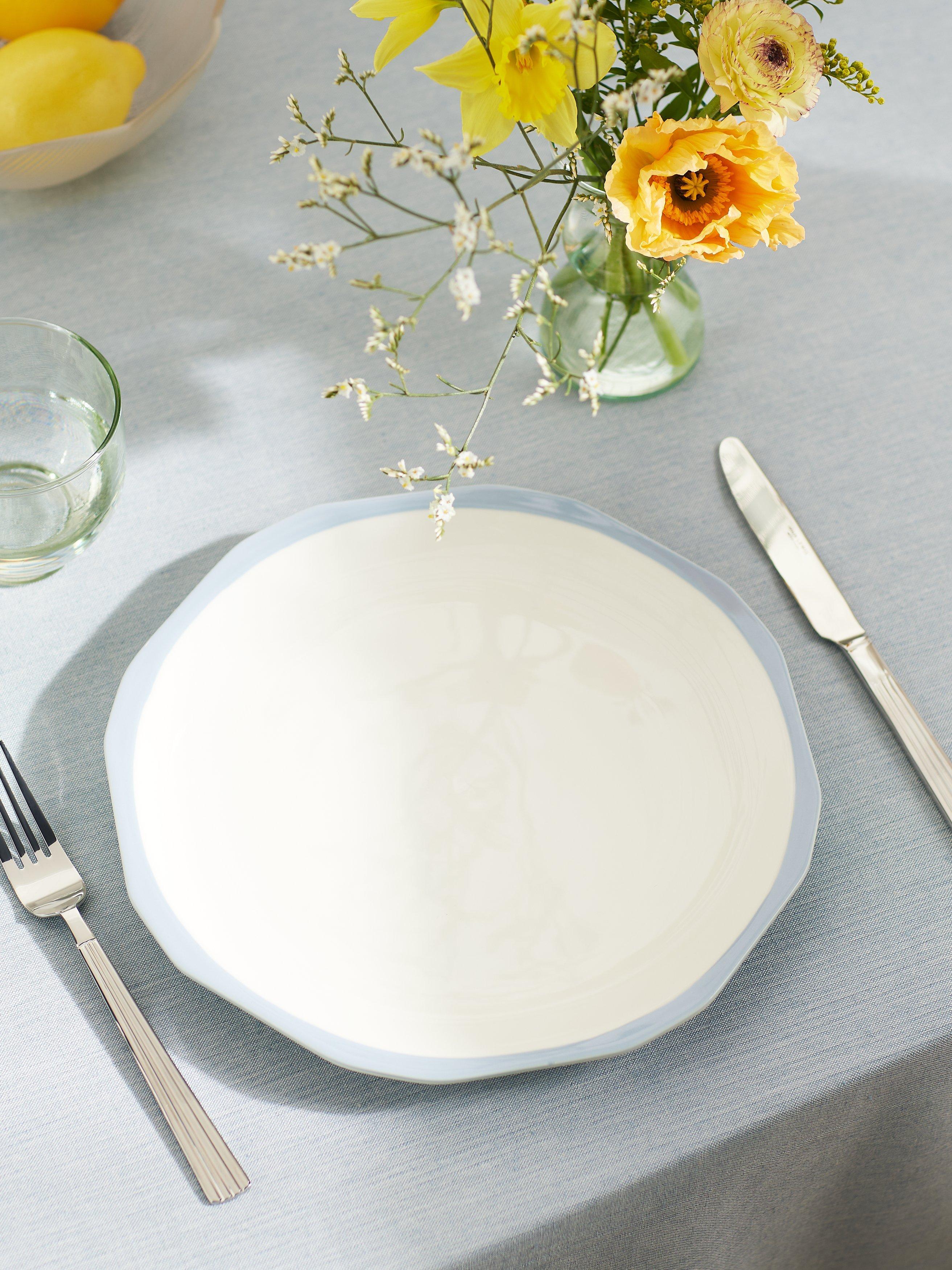 Aster Shaped Fine China Dinner Plate, 28cm, White/Blue £8.00