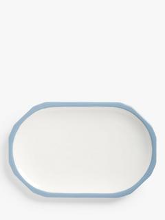 John Lewis Aster Shaped Fine China Platter, 30cm, White/Blue