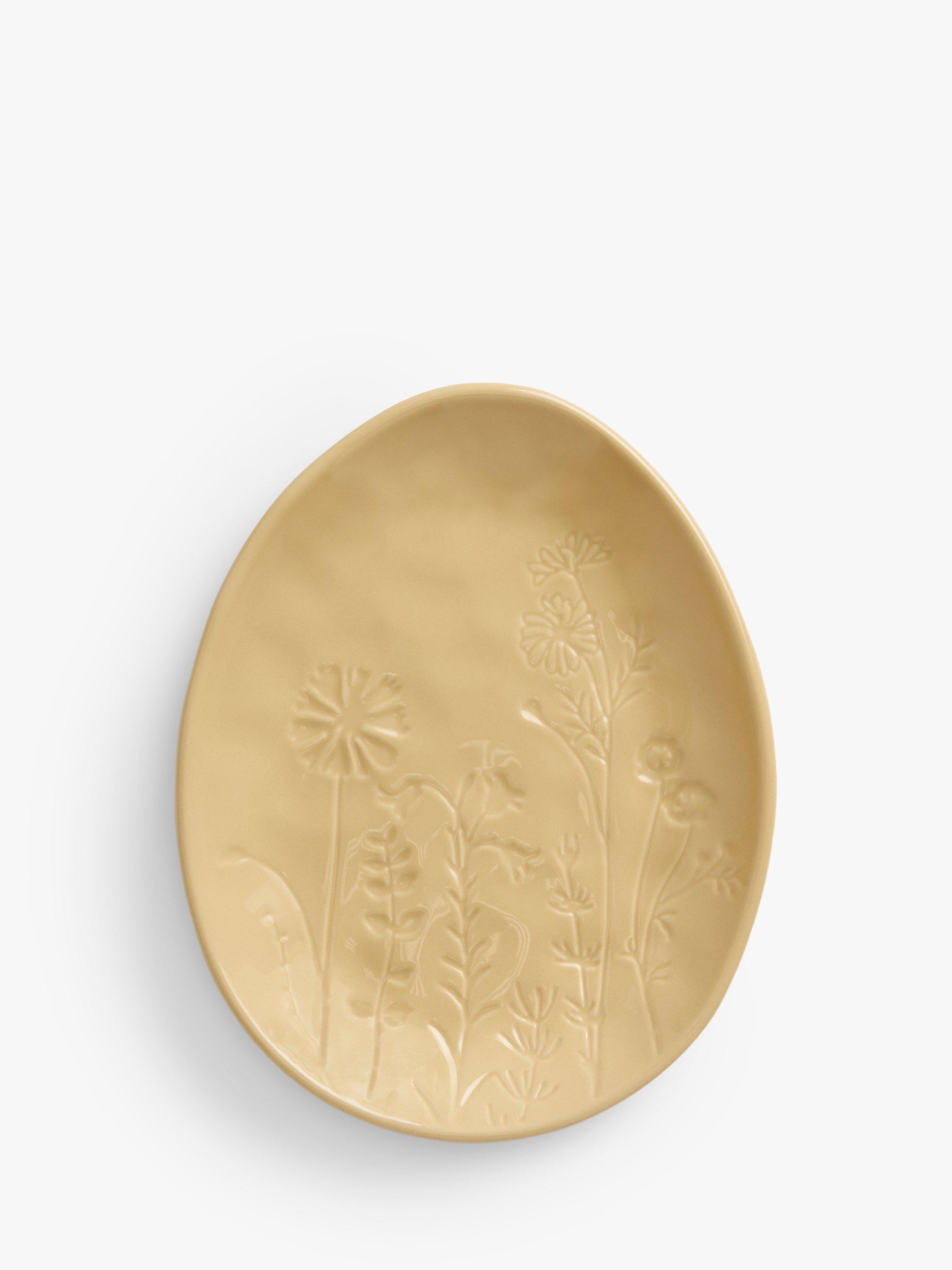 John Lewis Floral Debossed Stoneware Egg Plate, 20.5cm