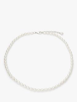 Lido Freshwater Pearl Rice Beaded Necklace, Silver, Silver