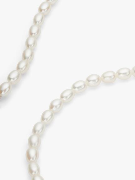 Lido Freshwater Pearl Rice Beaded Necklace, Silver - view 2, Silver Pearl