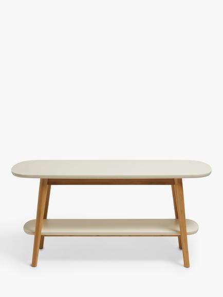 John Lewis Skim Shoe Rack, White/Natural, Natural/White