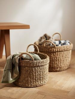 John Lewis Slouchy Seagrass Basket, Natural, Set of 2 - view 2, Natural