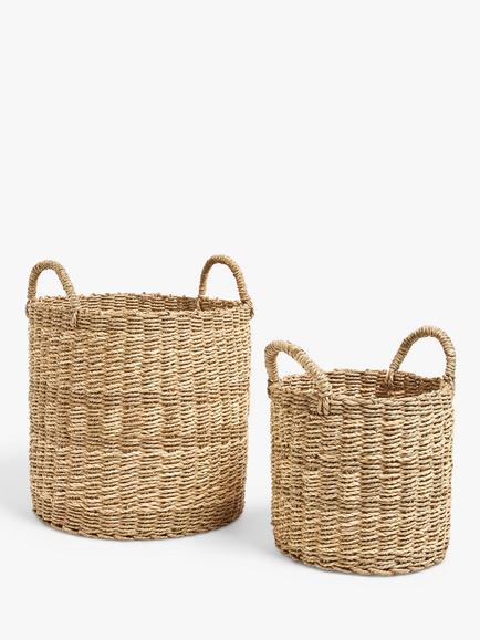 John Lewis Round Seagrass Storage Baskets, Set of 2, Natural, Natural