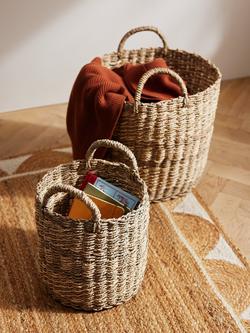 John Lewis Round Seagrass Storage Baskets, Set of 2, Natural - view 2, Natural