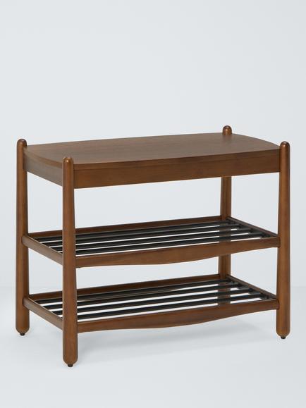 John Lewis Mid Century 2 Tier Shoe Shelf, Natural Honey, Natural Honey
