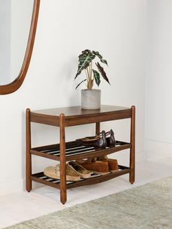 John Lewis Mid Century 2 Tier Shoe Shelf, Natural Honey - view 2, Natural Honey