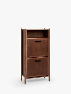John Lewis Mid Century Shoe Cabinet, 2 Tier, Natural Honey, Natural Honey