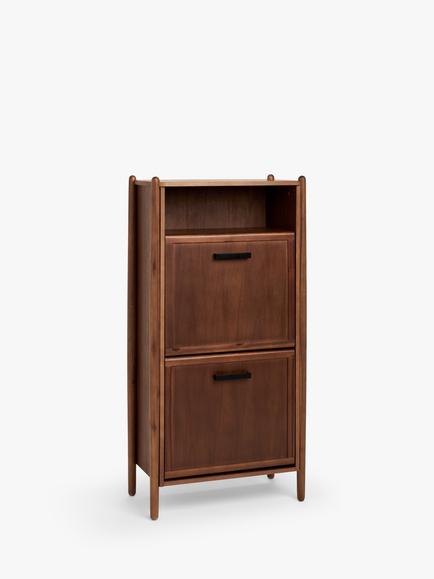 John Lewis Mid Century Shoe Cabinet, 2 Tier, Natural Honey, Natural Honey
