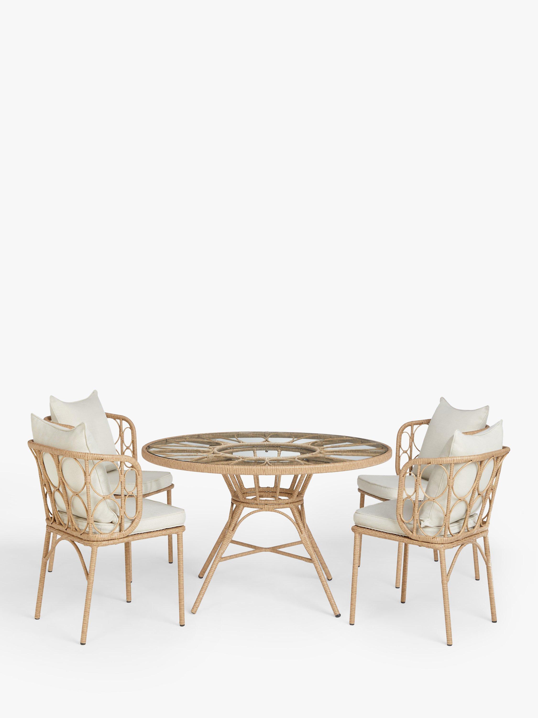 John Lewis Infinity 4-Seater Round Garden Dining Table & Chairs Set, Natural