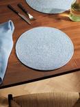 John Lewis Woven Cotton Blend Round Placemat, Set of 4, Lake Blue