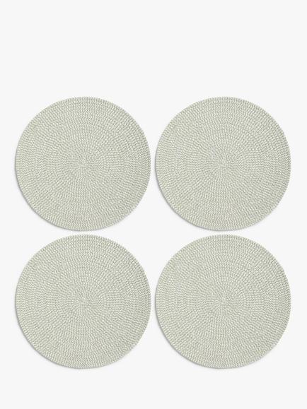 John Lewis Woven Cotton Blend Round Placemat, Set of 4, Seafoam