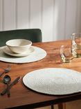 John Lewis Woven Cotton Blend Round Placemat, Set of 4, Seafoam