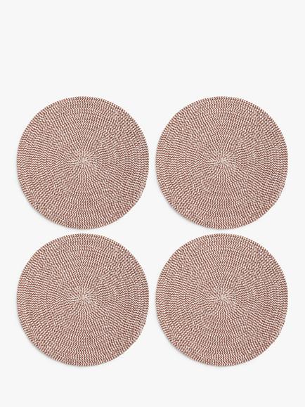 John Lewis Woven Cotton Blend Round Placemat, Set of 4, Auburn