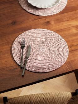 John Lewis Woven Cotton Blend Round Placemat, Set of 4 - view 2, Auburn