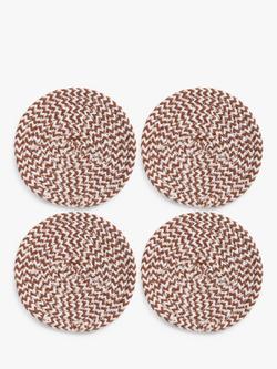 John Lewis Woven Cotton Blend Round Coasters, Set of 4, Auburn