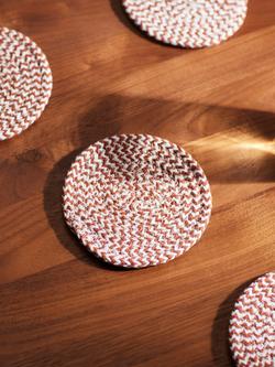 John Lewis Woven Cotton Blend Round Coasters, Set of 4 - view 2, Auburn