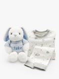Babyblooms Personalised Bunny With Jumper and Little Love Pyjamas, Blue