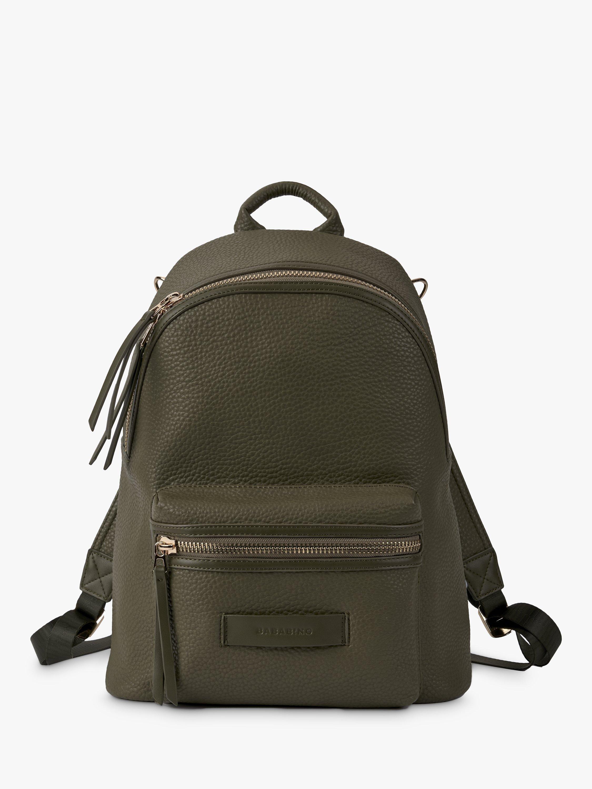 BabaBing Luca Tumbled Vegan Leather Backpack Changing Bag Olive