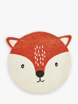 Great Little Trading Co Fox Face Wool Rug, Dia 100cm, Multi