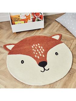 Great Little Trading Co Fox Face Wool Rug, Dia 100cm - view 2, Multi