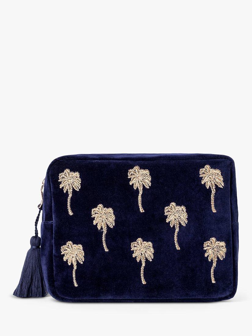 Elizabeth Scarlett Gold Palm Wash Bag, Navy