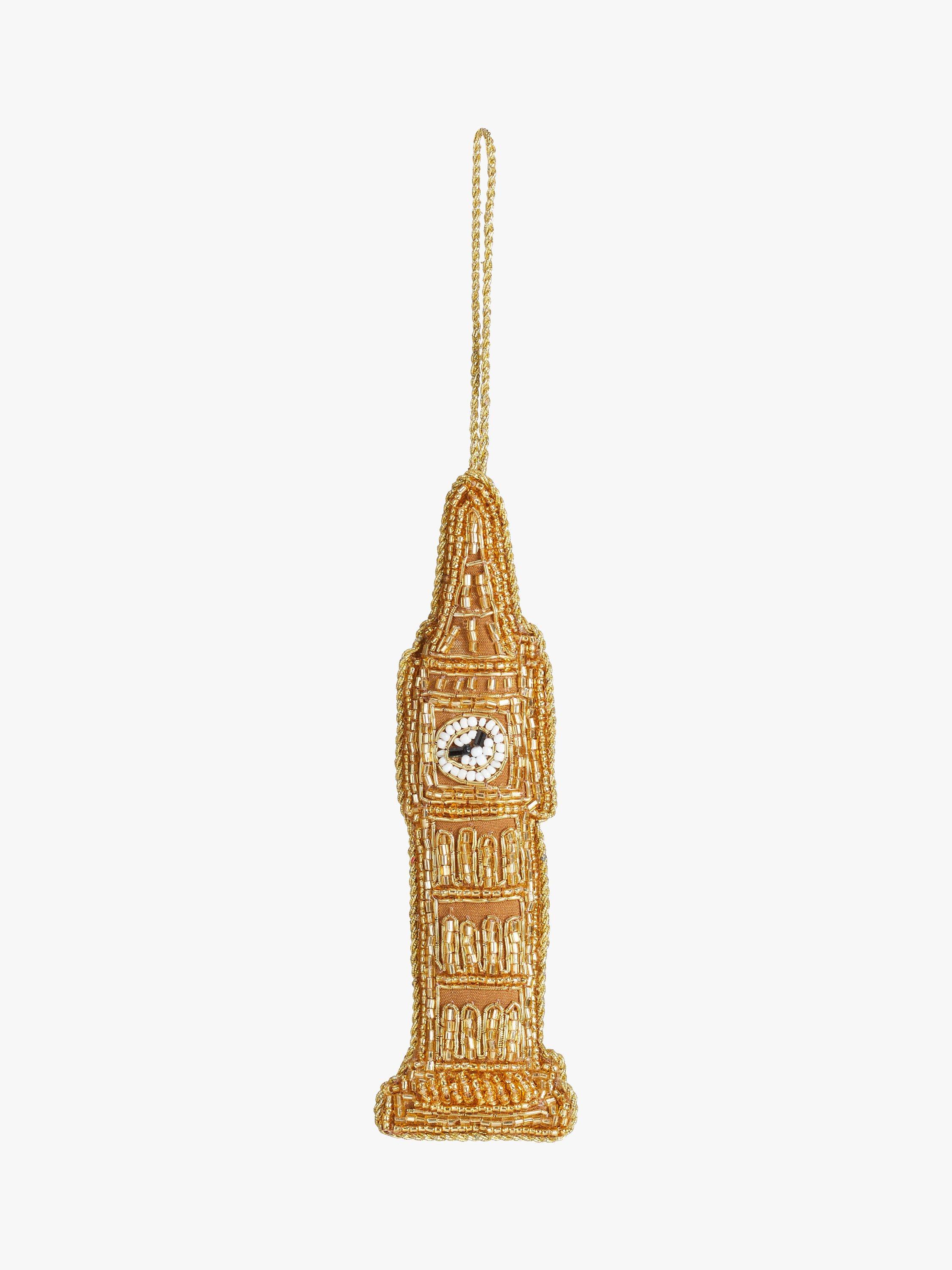 John Lewis Beaded Big Ben Christmas Tree Bauble, Gold