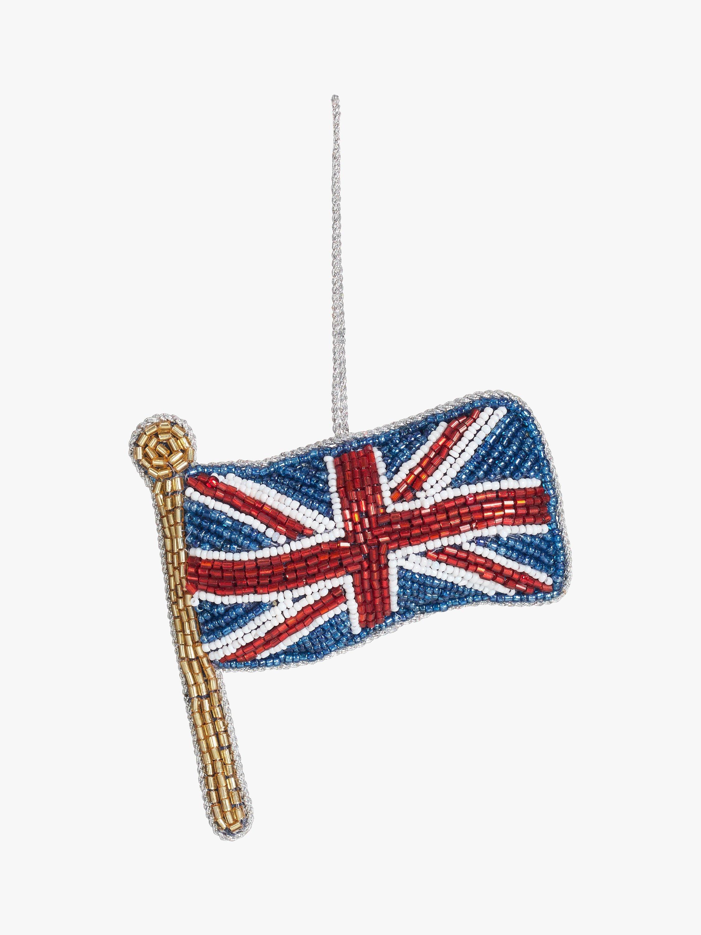 John Lewis Beaded Union Jack Flag Christmas Tree Bauble, Multi
