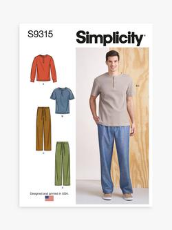 Simplicity Men's Knit top and Pants Sewing Pattern, S9315, Multi