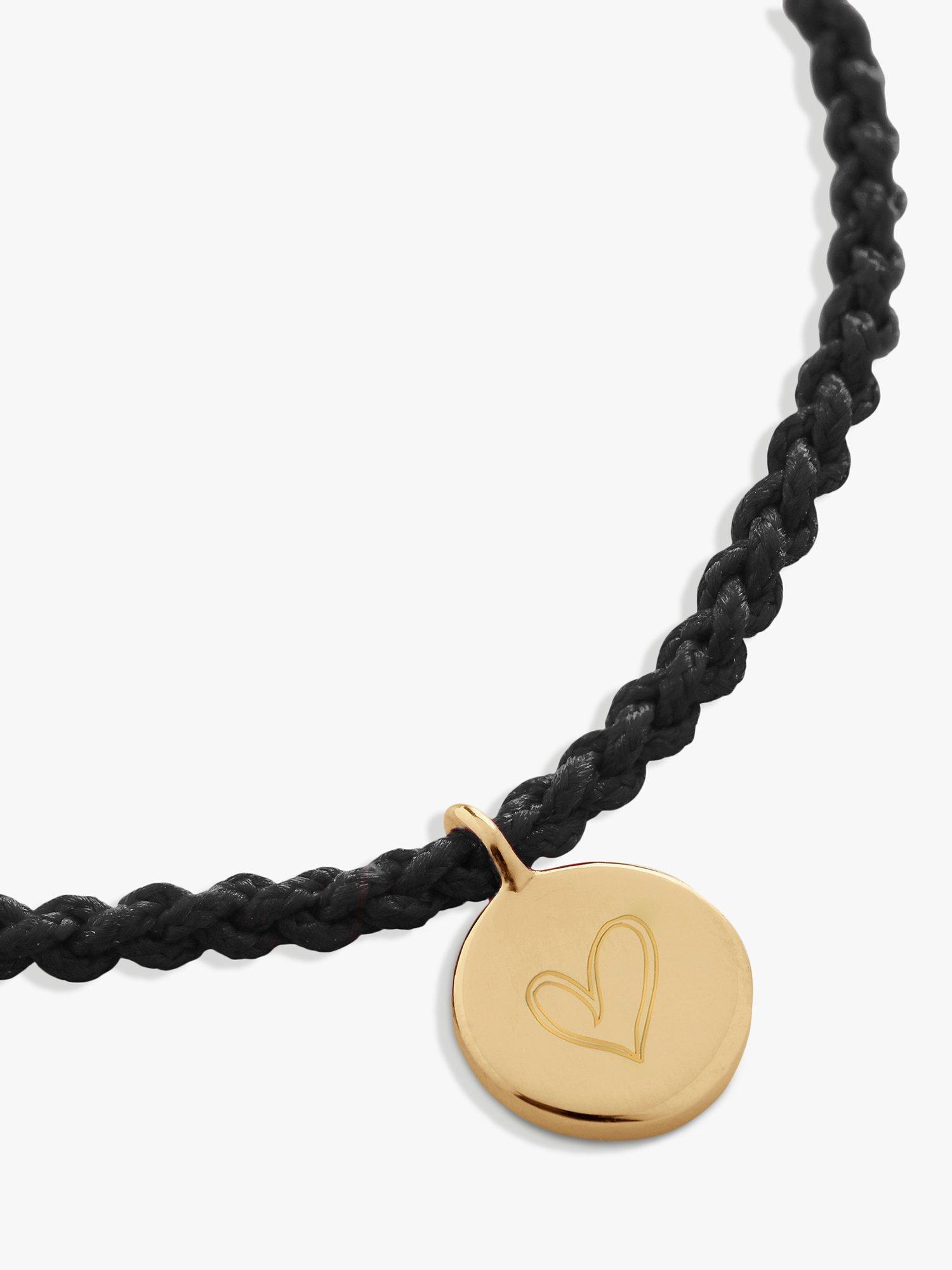 Product image 2 of 4, which shows Monica Vinader Linear Disc Charm Cord Bracelet, Black/Gold
