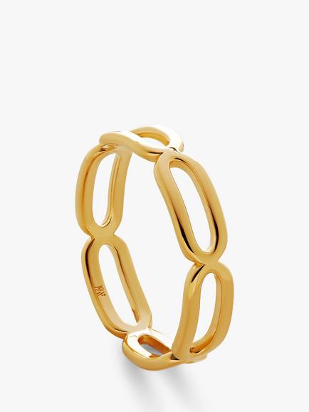 Monica Vinader Paperclip Stacking Ring, Gold - view 2, Gold