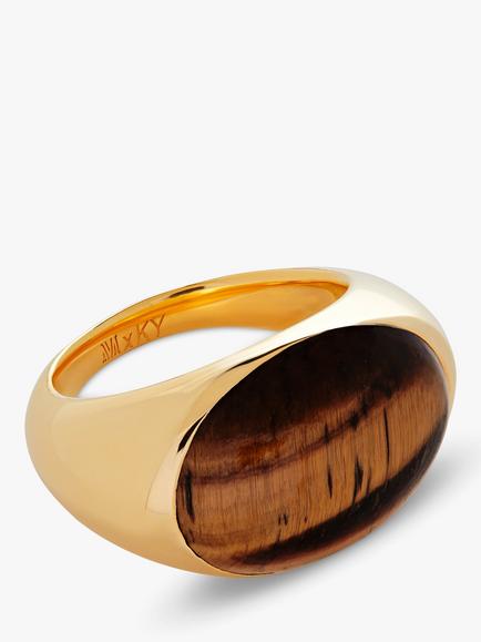 Monica Vinader x Kate Young Gemstones Tiger's Eye Ring, Gold