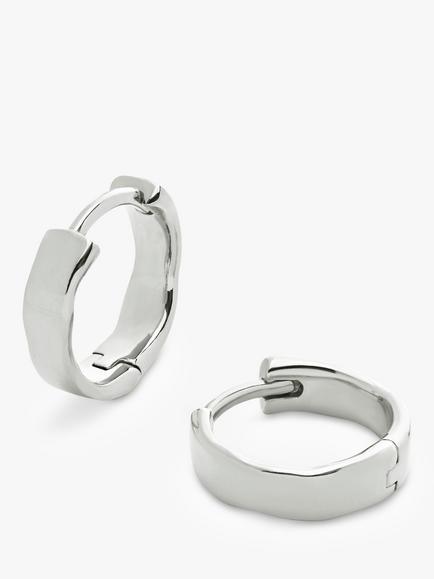 Monica Vinader MV Siren™ Muse Wave Huggie Earrings, Gold - view 2, Silver