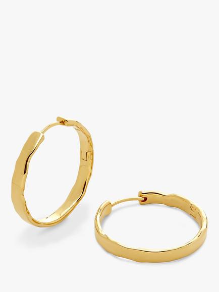 Monica Vinader MV Siren™ Muse Wave Medium Hoop Earrings, Gold, Gold