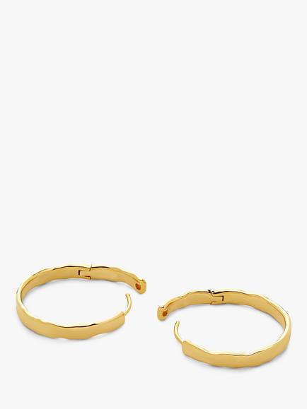Monica Vinader MV Siren™ Muse Wave Medium Hoop Earrings, Gold - view 2, Gold