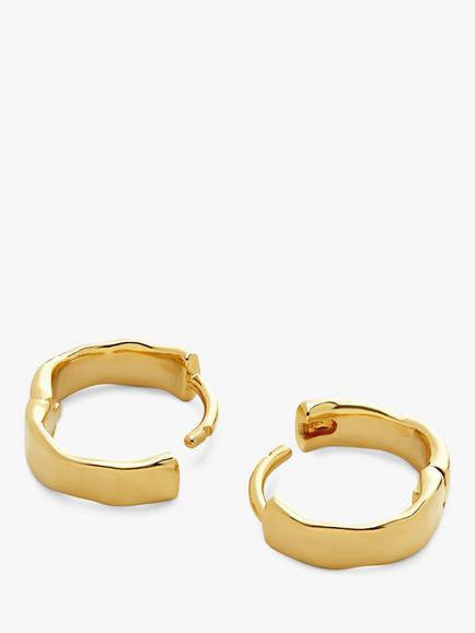 Monica Vinader MV Siren™ Muse Wave Huggie Earrings, Gold - view 2, Gold