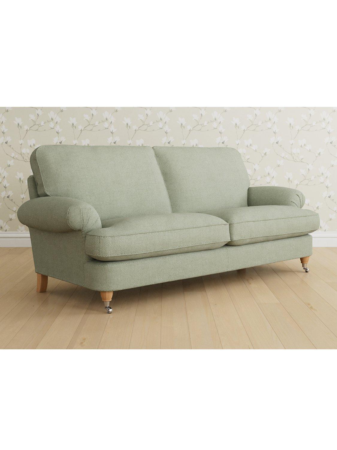 Beaumaris Range, Laura Ashley Beaumaris Large 3 Seater Sofa, Oak Leg, Anneliese Sage