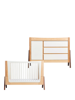 Gaia Baby Hera Cotbed and Dresser Bundle, Natural/White
